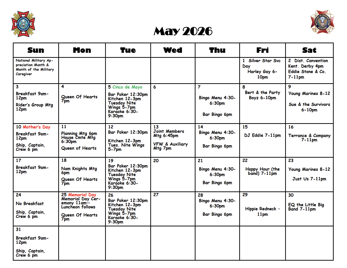 May 2026 Calendar